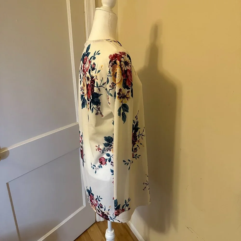 NWOT- SHEIN - Floral Print Open Front Coat - Size L - Picture 9 of 12